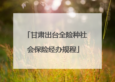 甘肃出台全险种社会保险经办规程