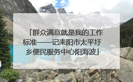 群众满意就是我的工作标准——记耒阳市太平圩乡便民服务中心阳海波