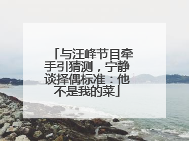 与汪峰节目牵手引猜测，宁静谈择偶标准：他不是我的菜