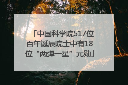 中国科学院517位百年诞辰院士中有18位“两弹一星”元勋