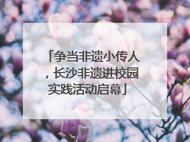 争当非遗小传人，长沙非遗进校园实践活动启幕