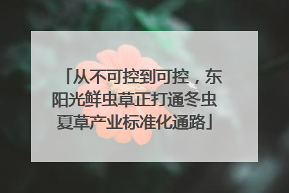 从不可控到可控，东阳光鲜虫草正打通冬虫夏草产业标准化通路