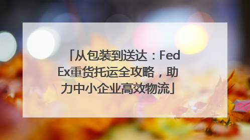 从包装到送达：FedEx重货托运全攻略，助力中小企业高效物流