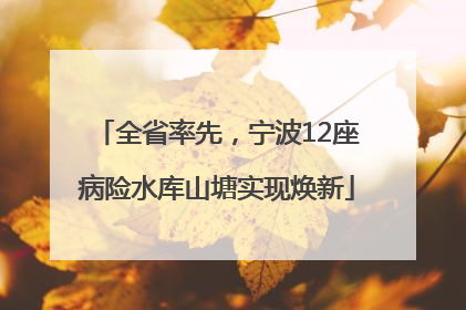 全省率先，宁波12座病险水库山塘实现焕新