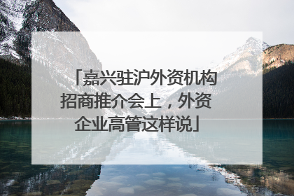 嘉兴驻沪外资机构招商推介会上，外资企业高管这样说