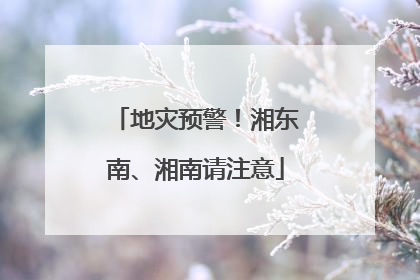 地灾预警！湘东南、湘南请注意
