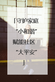 守护家庭“小和谐” 赋能社区“大平安”