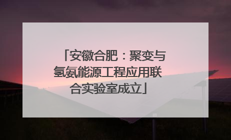 安徽合肥：聚变与氢氨能源工程应用联合实验室成立