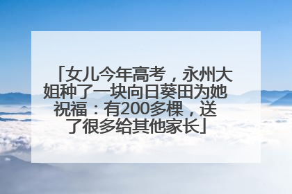 女儿今年高考，永州大姐种了一块向日葵田为她祝福：有200多棵，送了很多给其他家长