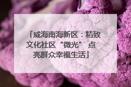 威海南海新区：精致文化社区“微光” 点亮群众幸福生活