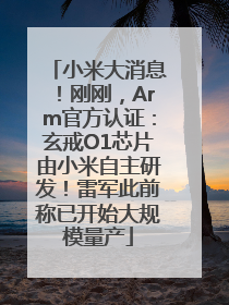 小米大消息！刚刚，Arm官方认证：玄戒O1芯片由小米自主研发！雷军此前称已开始大规模量产