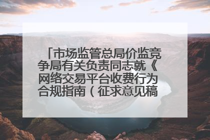 市场监管总局价监竞争局有关负责同志就《网络交易平台收费行为合规指南（征求意见稿）》答记者问