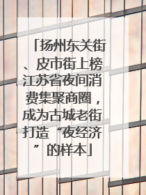 扬州东关街、皮市街上榜江苏省夜间消费集聚商圈，成为古城老街打造“夜经济”的样本