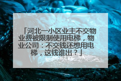 河北一小区业主不交物业费被限制使用电梯，物业公司：不交钱还想用电梯，这钱谁出？