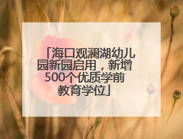海口观澜湖幼儿园新园启用，新增500个优质学前教育学位