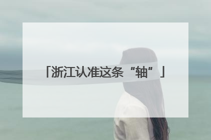 浙江认准这条“轴”