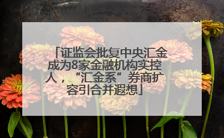 证监会批复中央汇金成为8家金融机构实控人，“汇金系”券商扩容引合并遐想