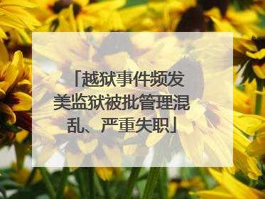 越狱事件频发 美监狱被批管理混乱、严重失职