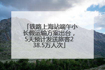 铁路上海站端午小长假运输方案出台，5天预计发送旅客238.5万人次