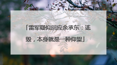 雷军疑似回应余承东：诋毁，本身就是一种仰望