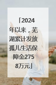 2024年以来，芜湖累计发放孤儿生活保障金2758万元