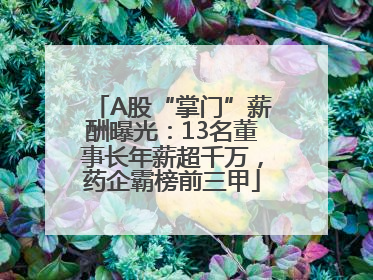 A股“掌门”薪酬曝光：13名董事长年薪超千万，药企霸榜前三甲