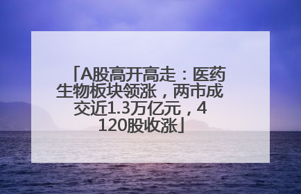 A股高开高走：医药生物板块领涨，两市成交近1.3万亿元，4120股收涨